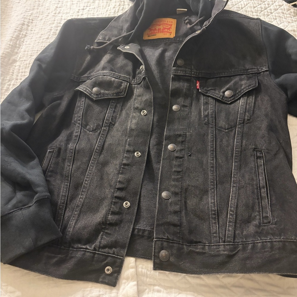 Levi's Charcoal Denim Jacket with Hood